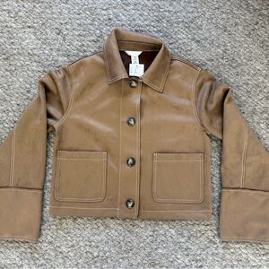 H&M Women’s Tan Suede Jacket with Button Closure